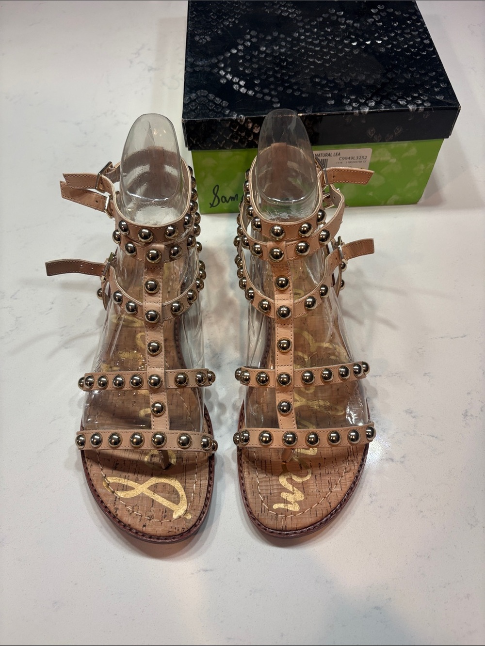 Sam Edelman Beige Nude Studded Gladiator Sandals - Picture 2 of 2